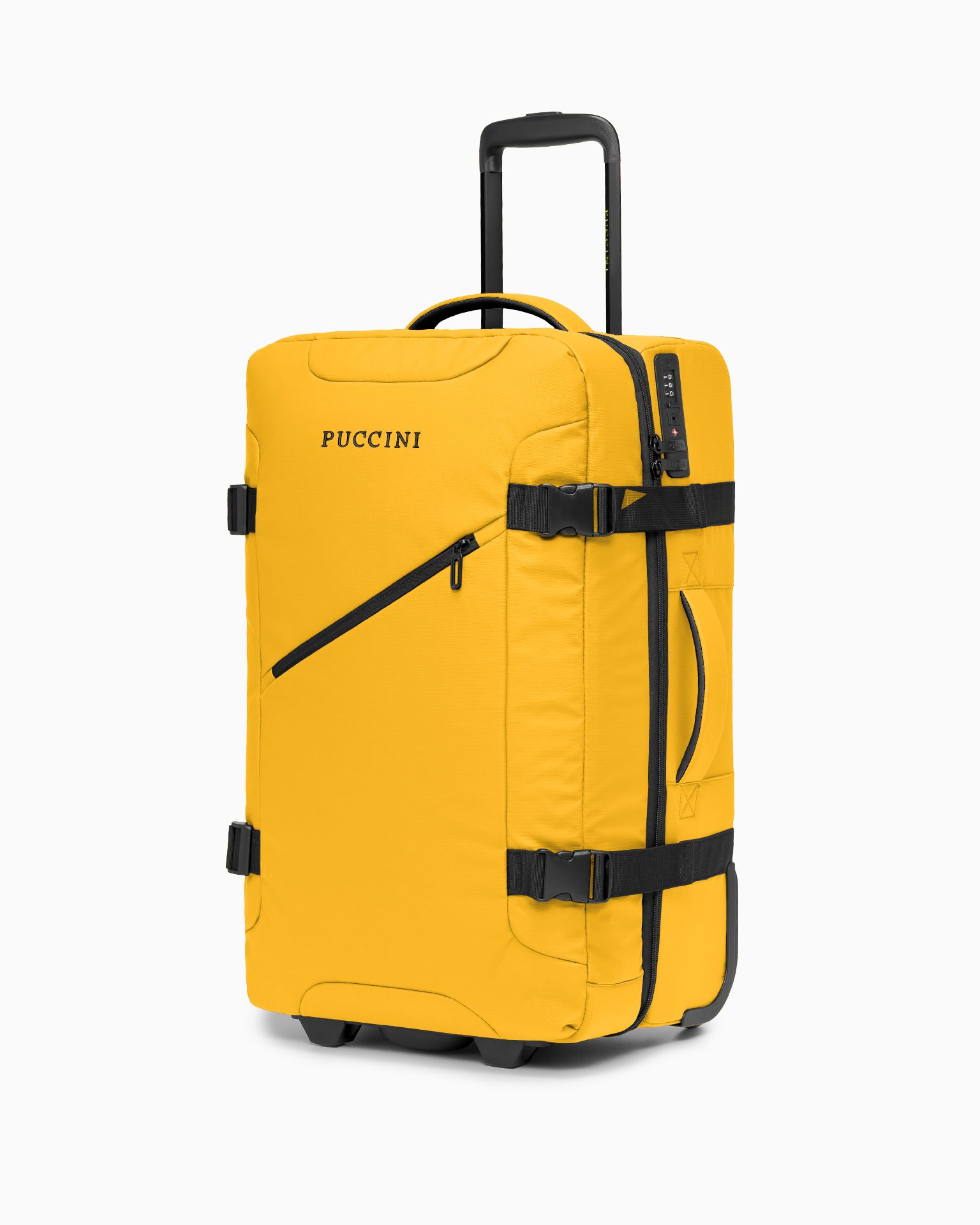 Średnia walizka miękka na dwóch kółkach żółta