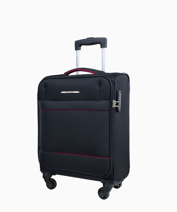 Czarna miękka walizka kabinowa na kołach