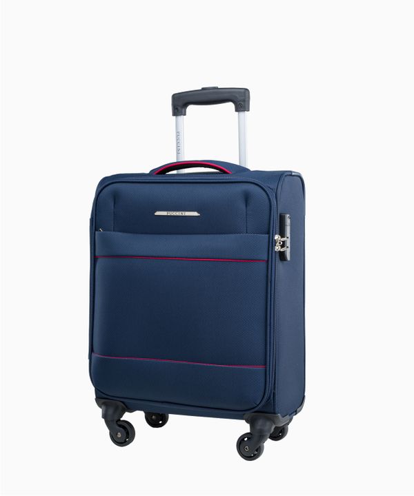 Granatowa miękka walizka kabinowa na kołach