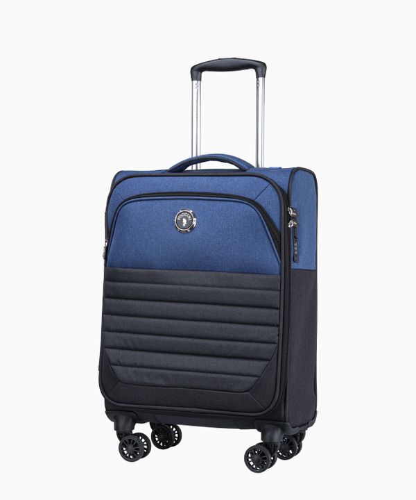 Kabinowa miękka walizka z niebieskimi wstawkami