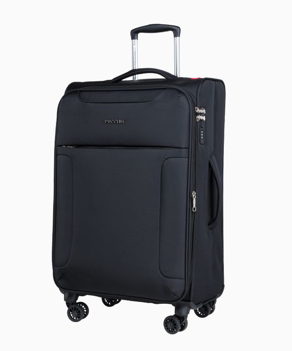 Walizka średnia materiałowa z poszerzeniem czarna