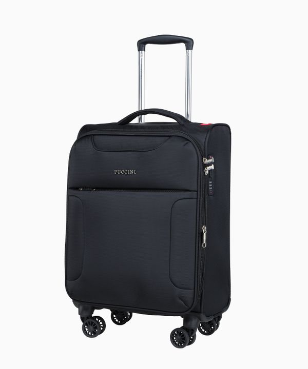 Kabinowa czarna walizka z poszerzeniem miękka