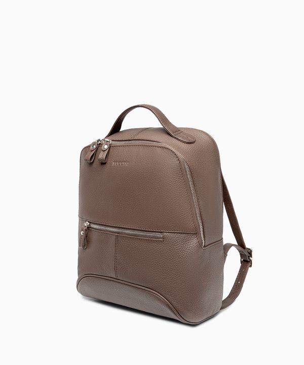 Skórzany plecak damski o fakturze groszkowanej brązowy