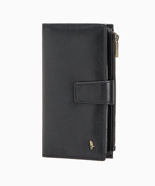 Czarny portfel damski ze skóry naturalnej