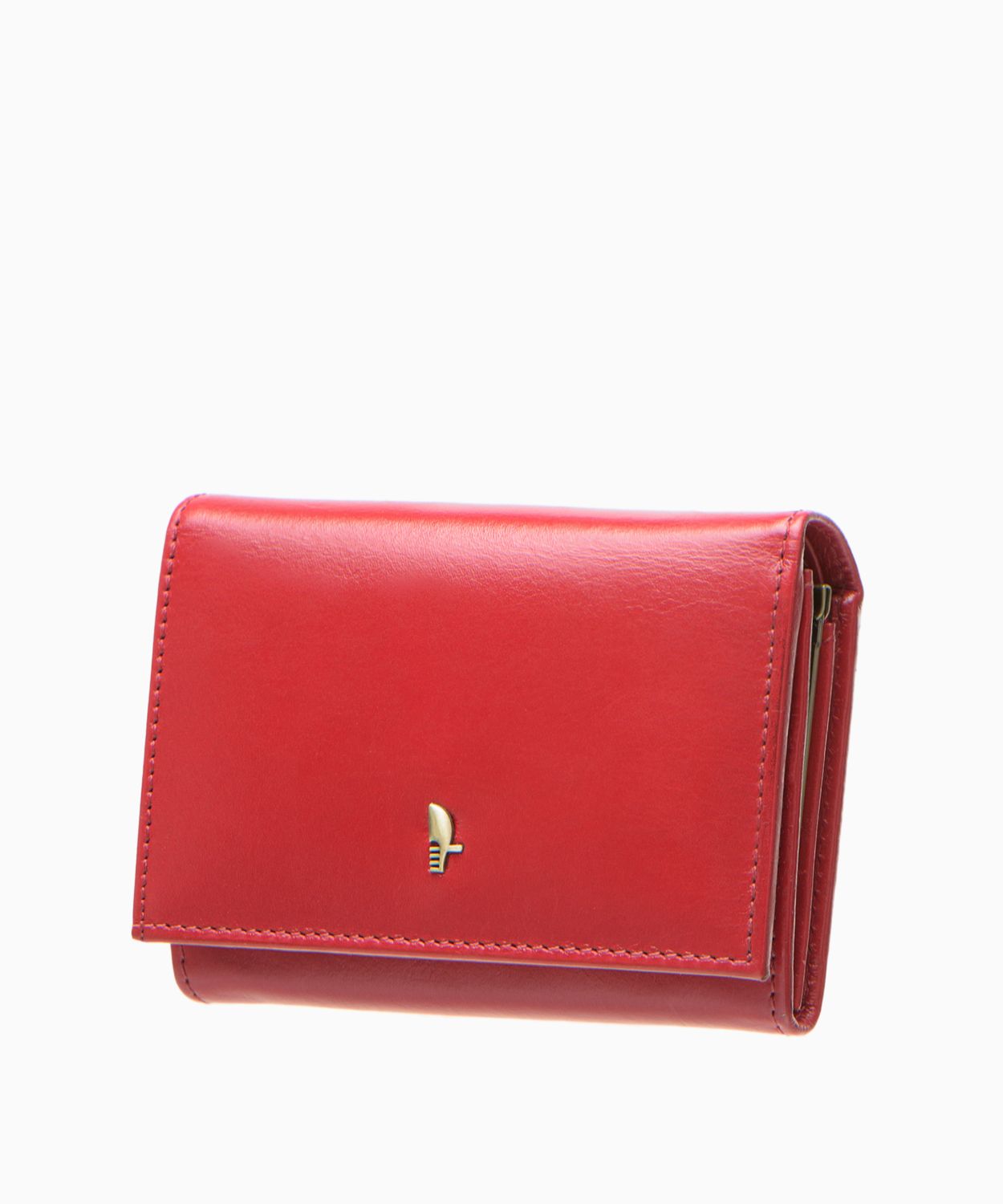 Klasyczny skórzany czerwony portfel damski z kieszenią zamykaną na bigiel