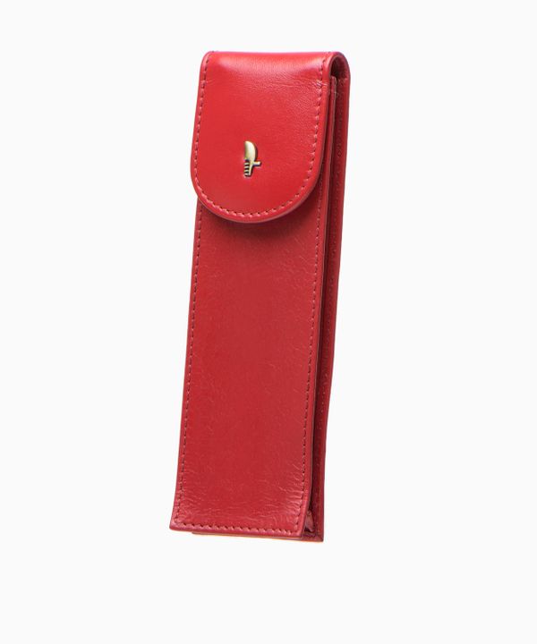 Czerwone eleganckie skórzane etui na długopisy