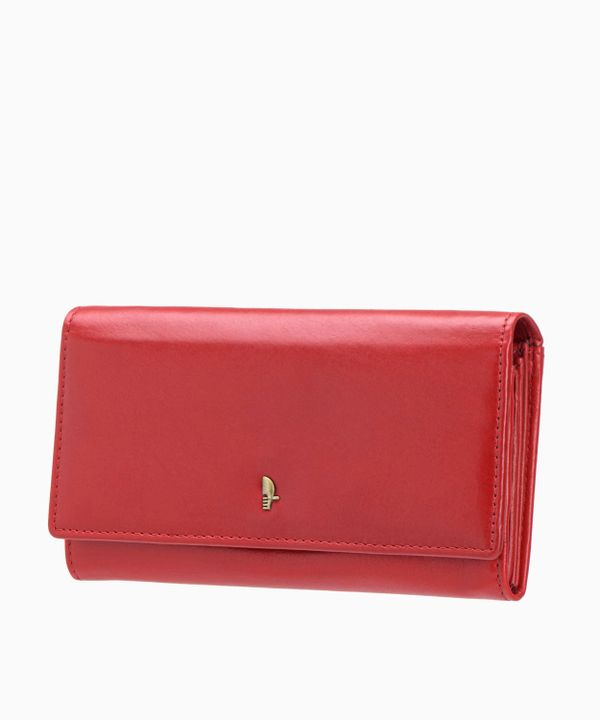 Skórzany czerwony portfel damski z kieszeniami