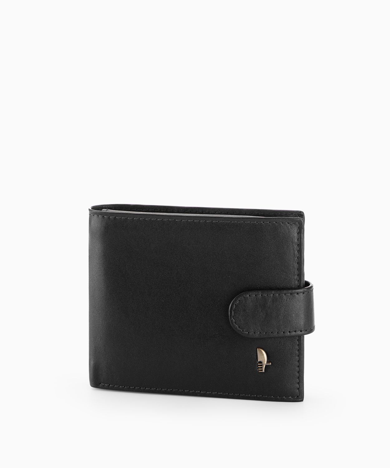 Czarny portfel męski skórzany zamykany na zatrzask