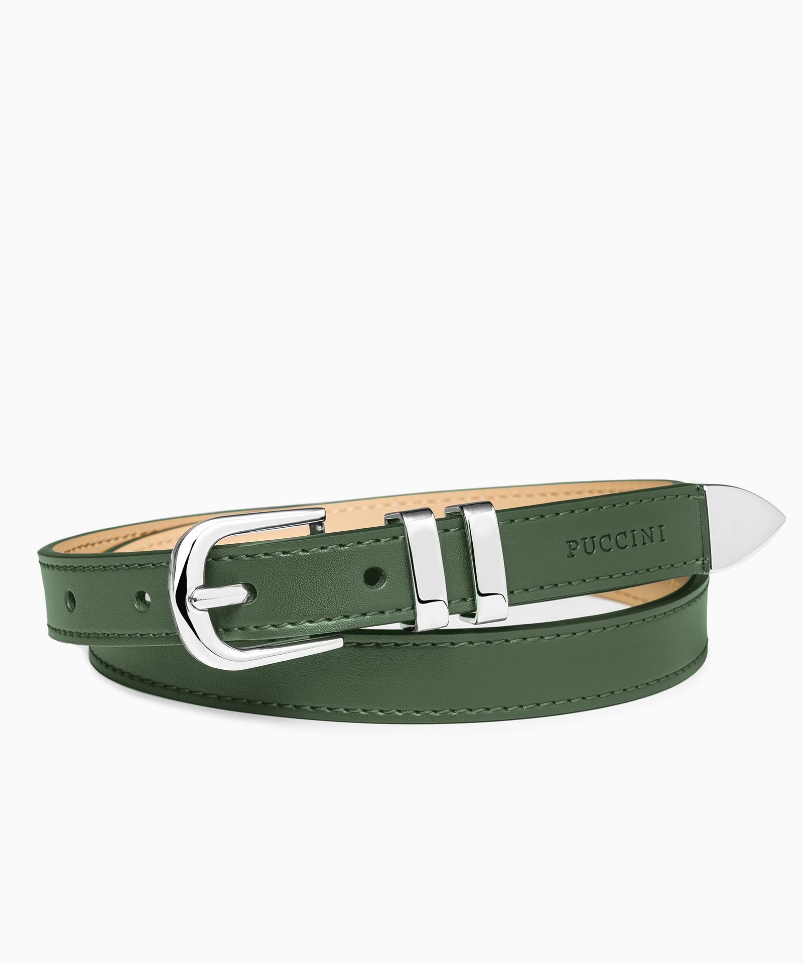 Pasek damski skórzany zielony rozmiar M