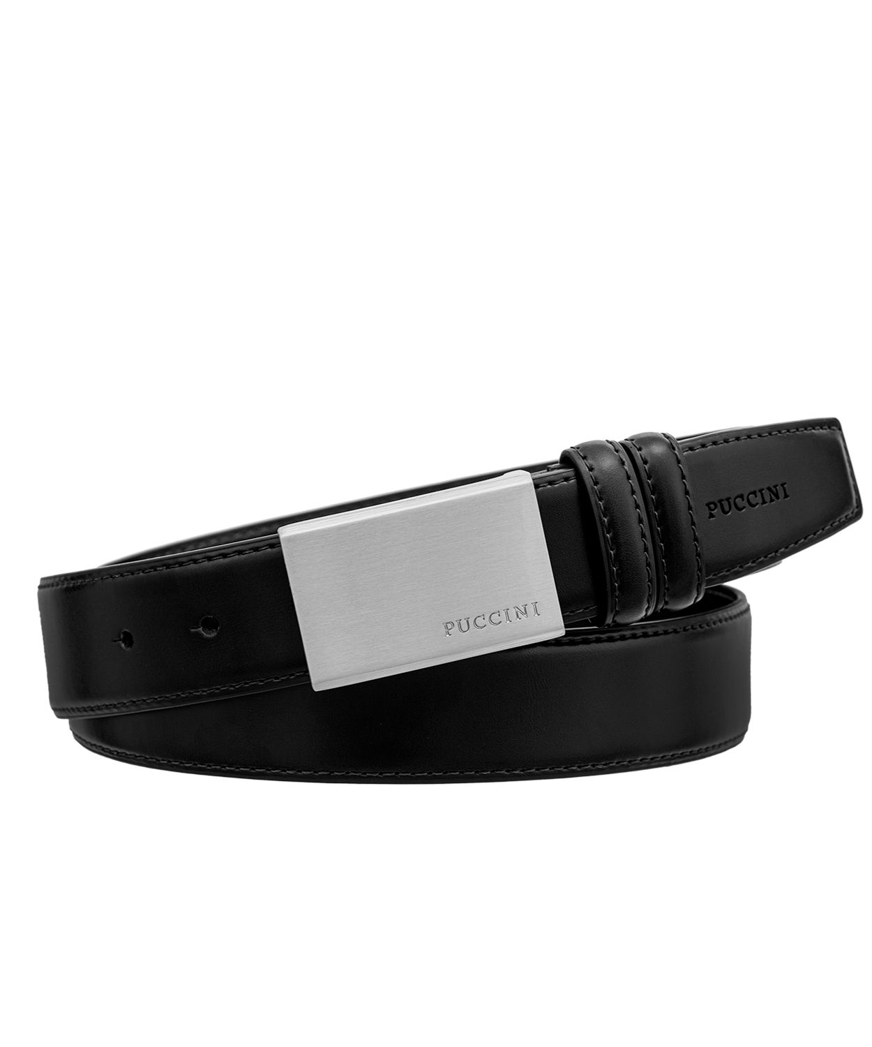 Czarny skórzany pasek męski z pełną klamrą rozmiar l