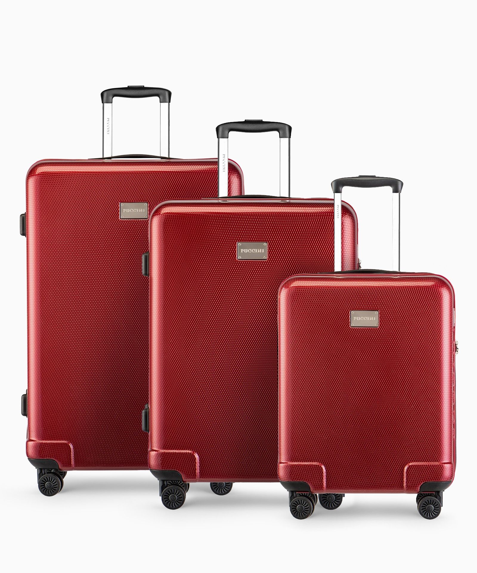 Zestaw walizek twardych z poliwęglanu czerwony
