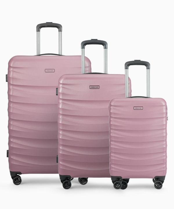 Zestaw walizek na kółkach z poliwęglanu różowy