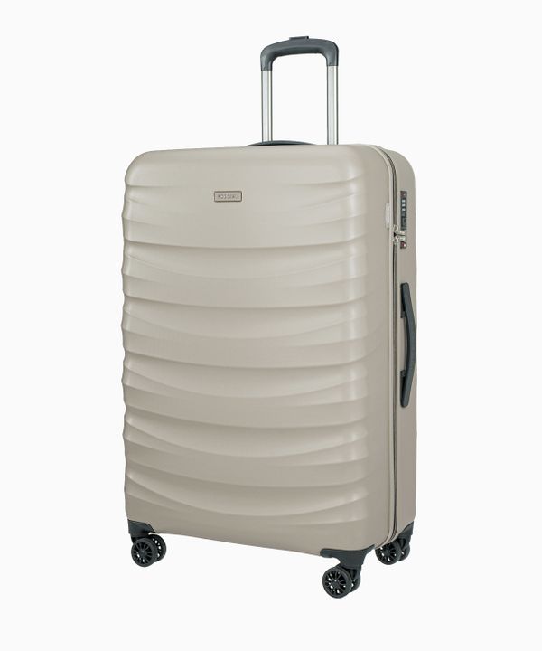 Duża walizka z poliwęglanu szampańska