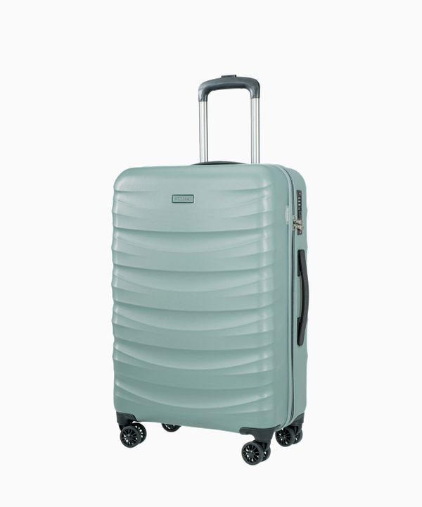 Średnia walizka z poliwęglanu zielona