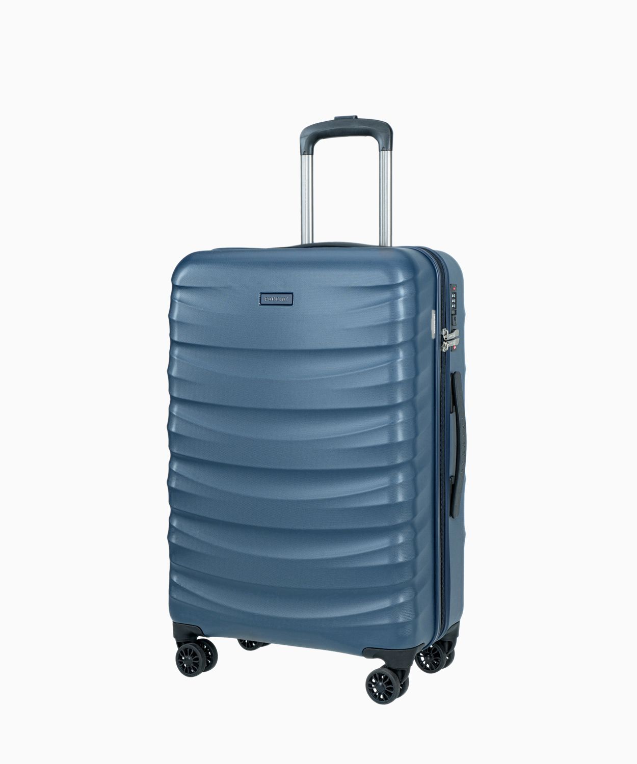 Średnia walizka z poliwęglanu granatowa