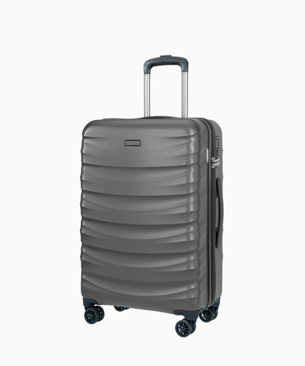 Średnia walizka z poliwęglanu antracytowa