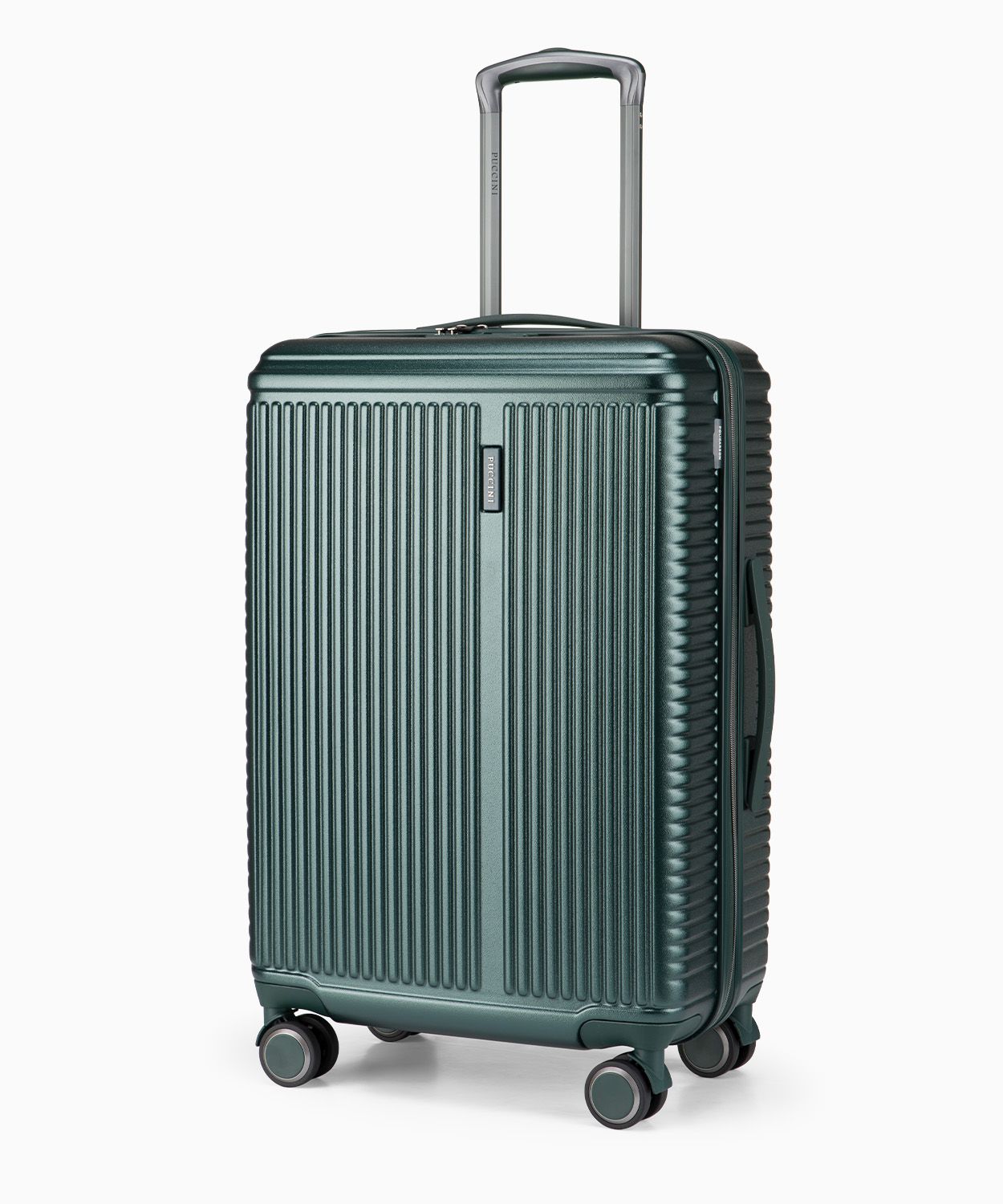 Średnia walizka na kółkach ciemnozielona