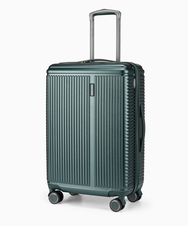 Średnia walizka na kółkach ciemnozielona