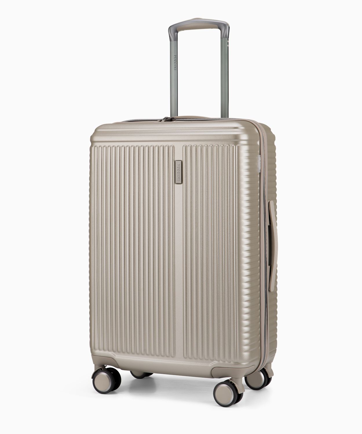 Średnia walizka na kółkach szampańska