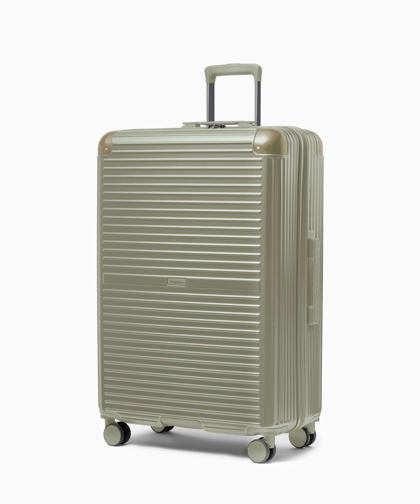 Walizka duża na kółkach z aluminiowymi narożnikami zielona