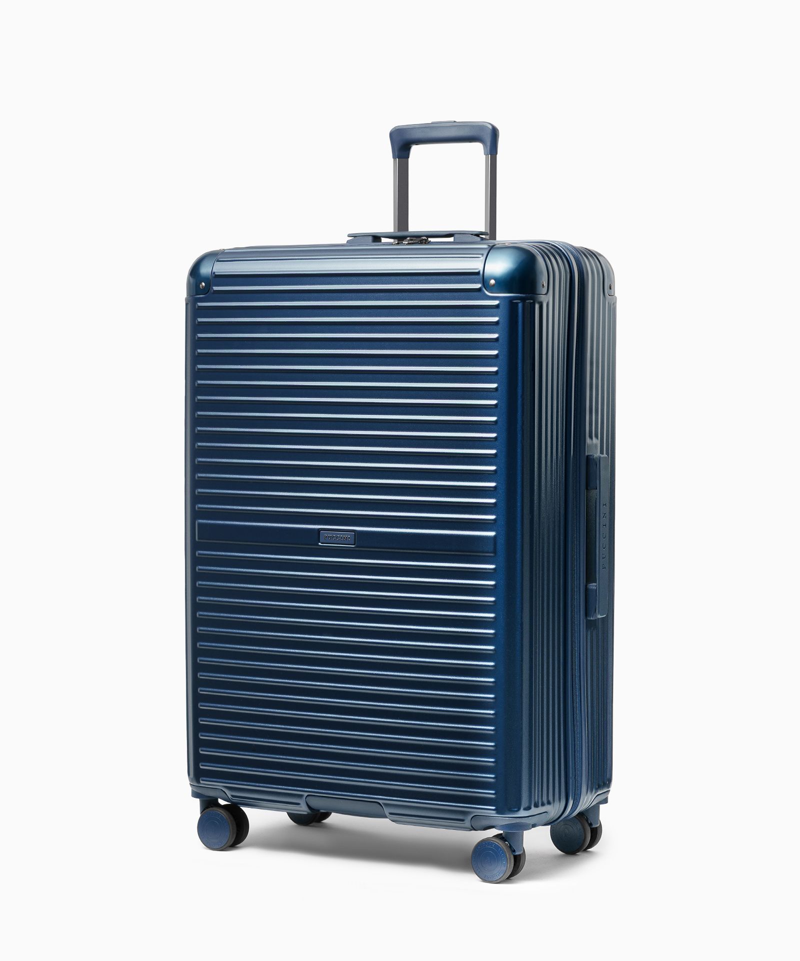 Walizka duża na kółkach z aluminiowymi narożnikami granatowa