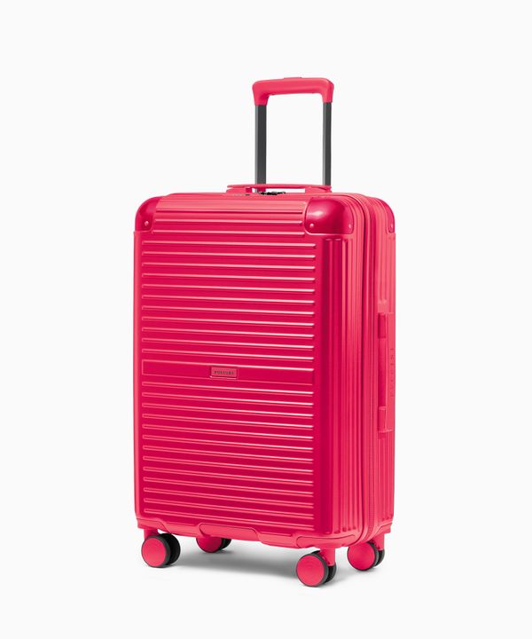 Walizka średnia na kółkach z aluminiowymi narożnikami czerwona