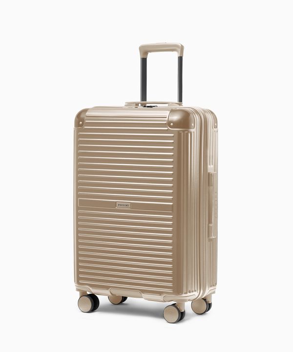 Walizka średnia na kółkach z aluminiowymi narożnikami szampańska