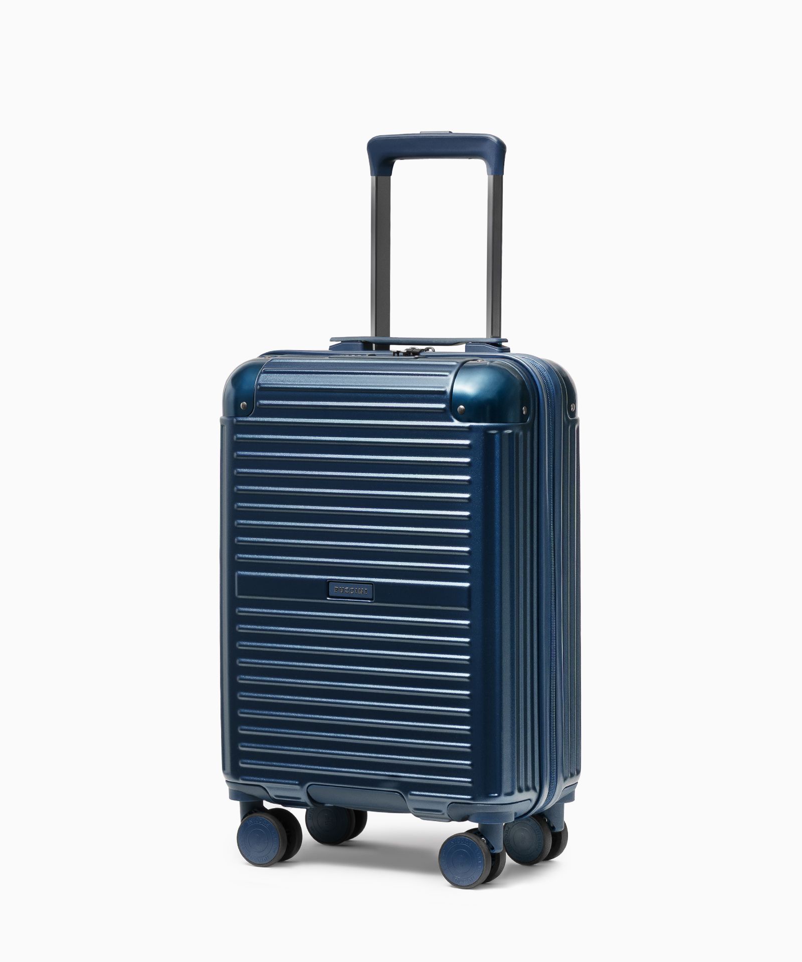 Walizka kabinowa na kółkach z aluminiowymi narożnikami granatowa