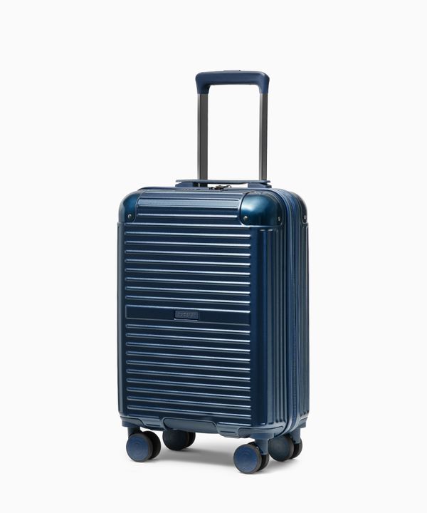 Walizka kabinowa na kółkach z aluminiowymi narożnikami granatowa