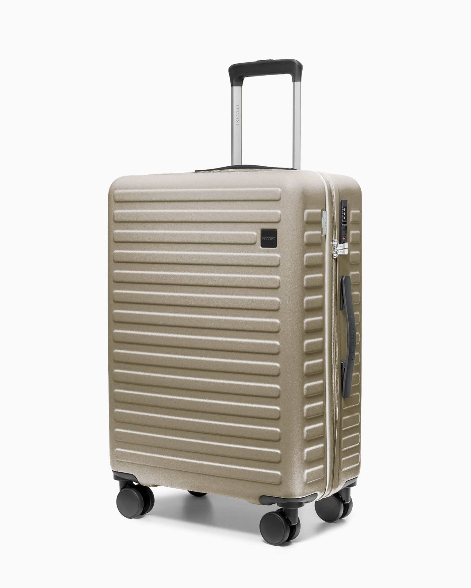 Walizka średnia na kółkach z poliwęglanu szampańska