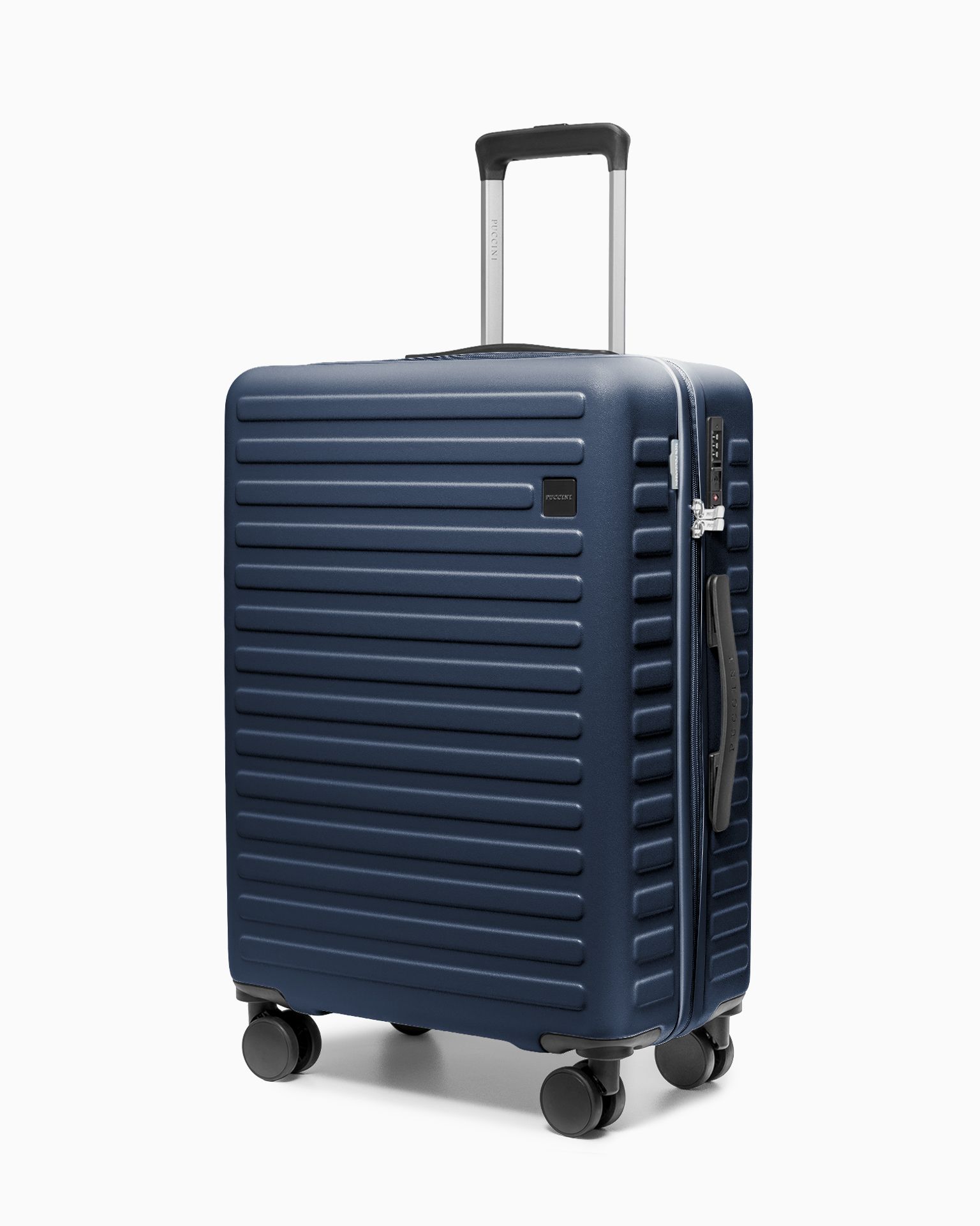 Walizka średnia na kółkach z poliwęglanu granatowa