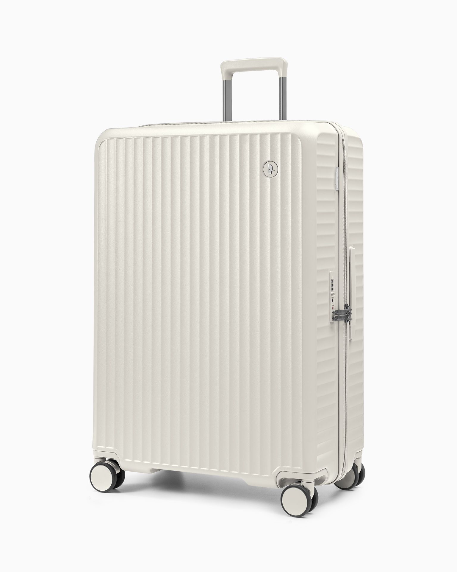 Walizka duża z poliwęglanu na czterech kołach beżowa