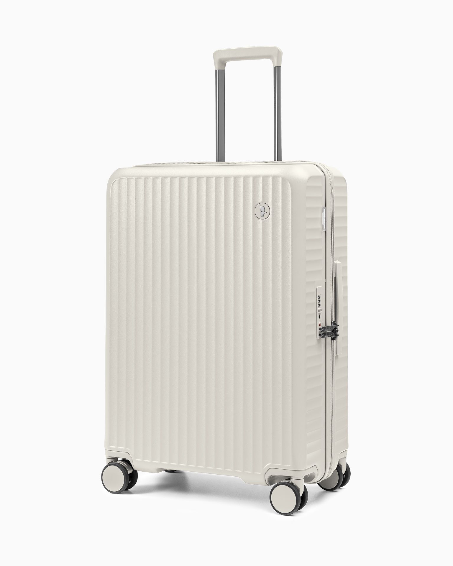 Walizka średnia z poliwęglanu na czterech kołach beżowa