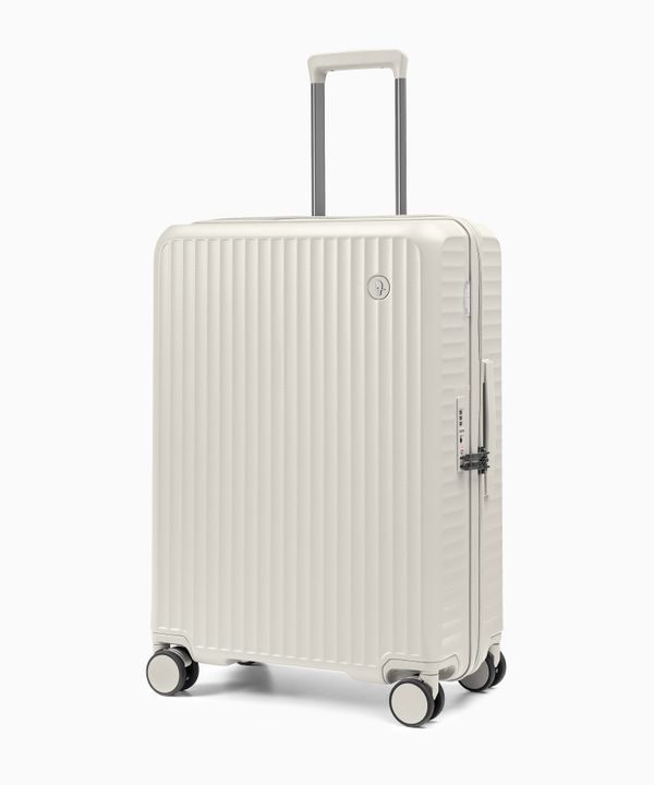 Walizka średnia z poliwęglanu na czterech kołach beżowa