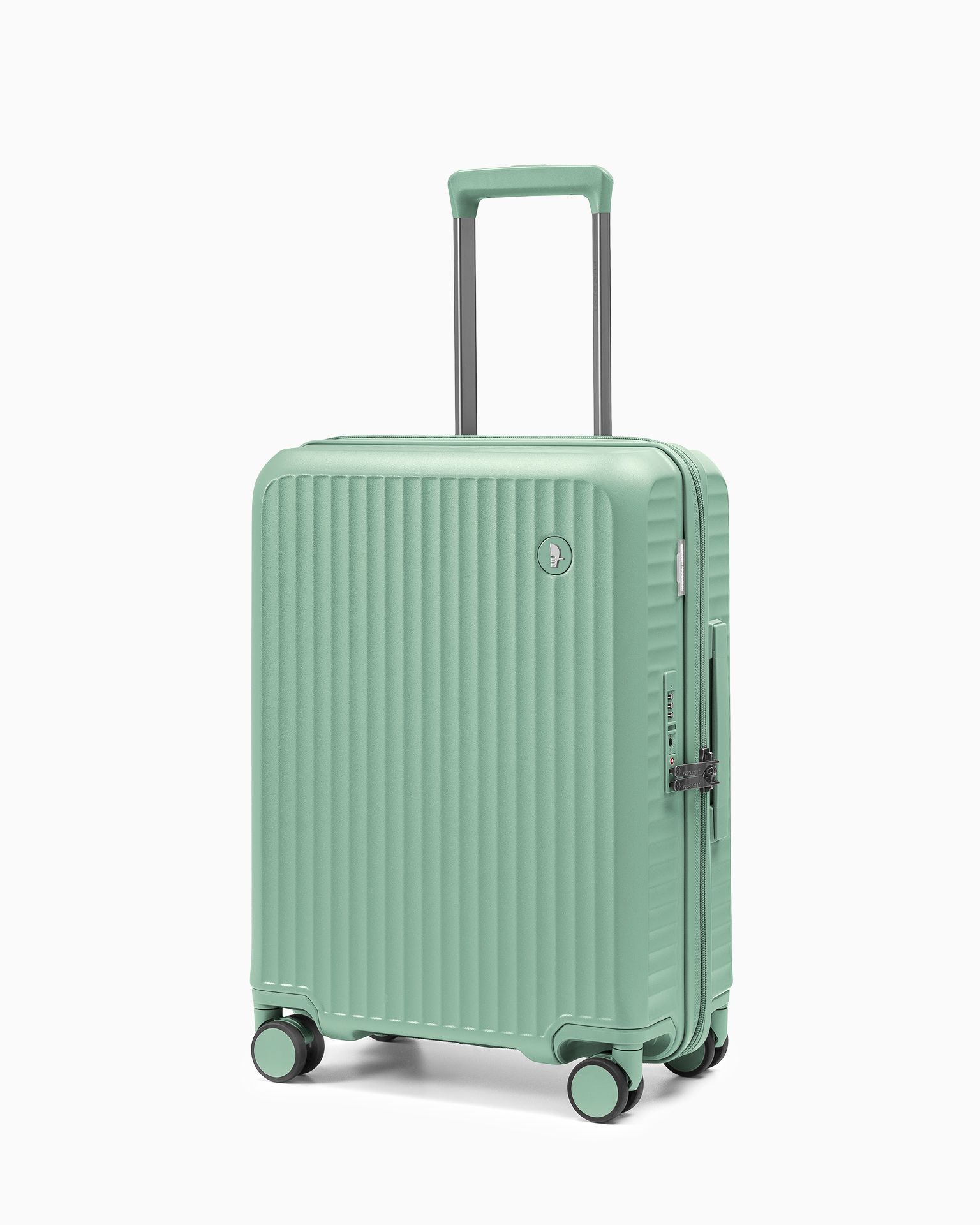 Walizka kabinowa z poliwęglanu na czterech kołach zielona