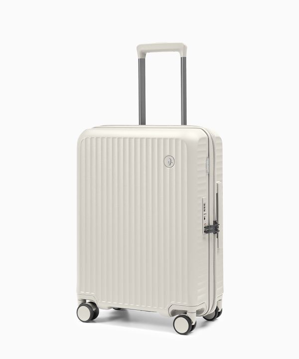 Walizka kabinowa z poliwęglanu na czterech kołach beżowa