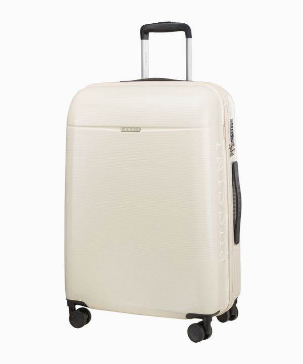 Średnia biała walizka z policarbonu