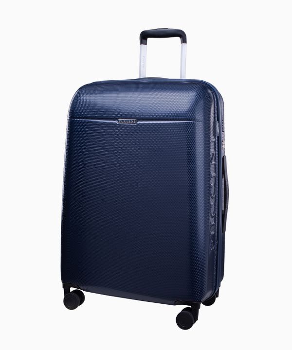 Średnia granatowa walizka z policarbonu