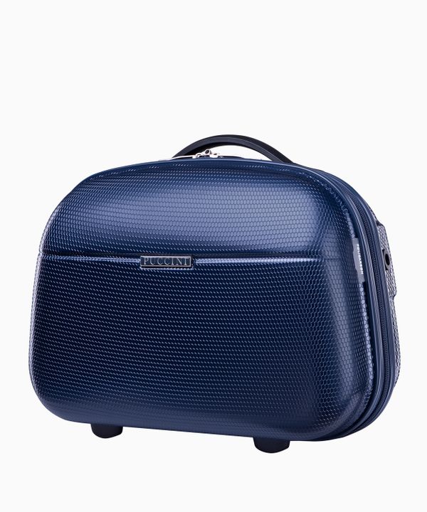 Granatowy kuferek podróżny z policarbonu