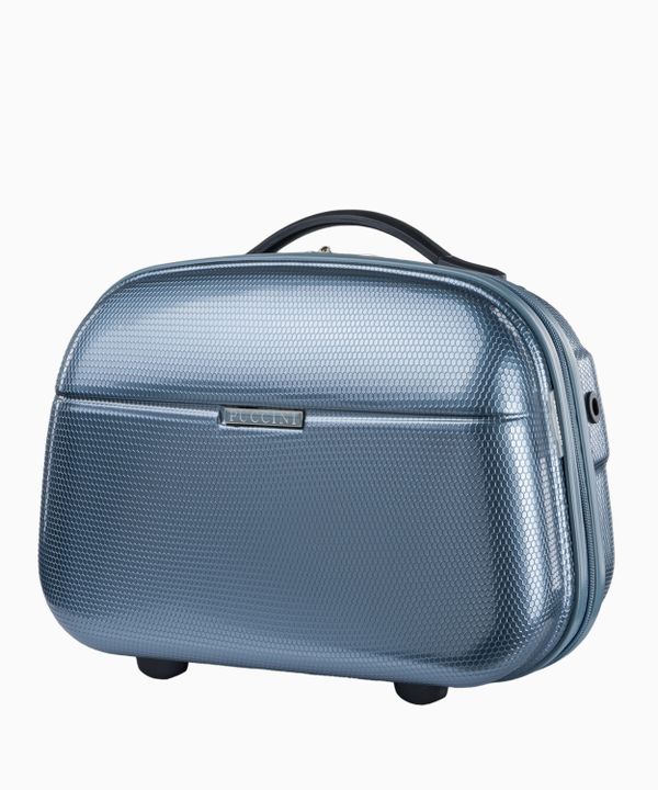 Niebieski kuferek podróżny z policarbonu