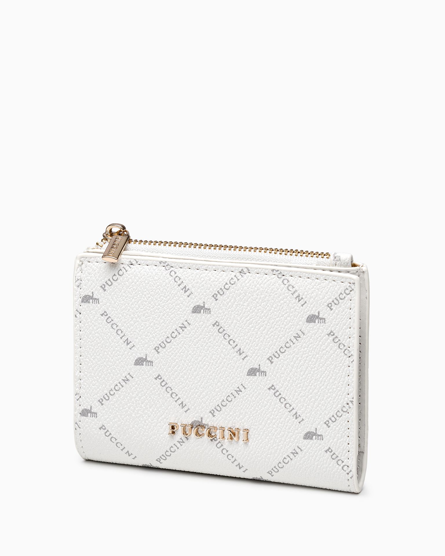 Portfel damski mały monogram biały