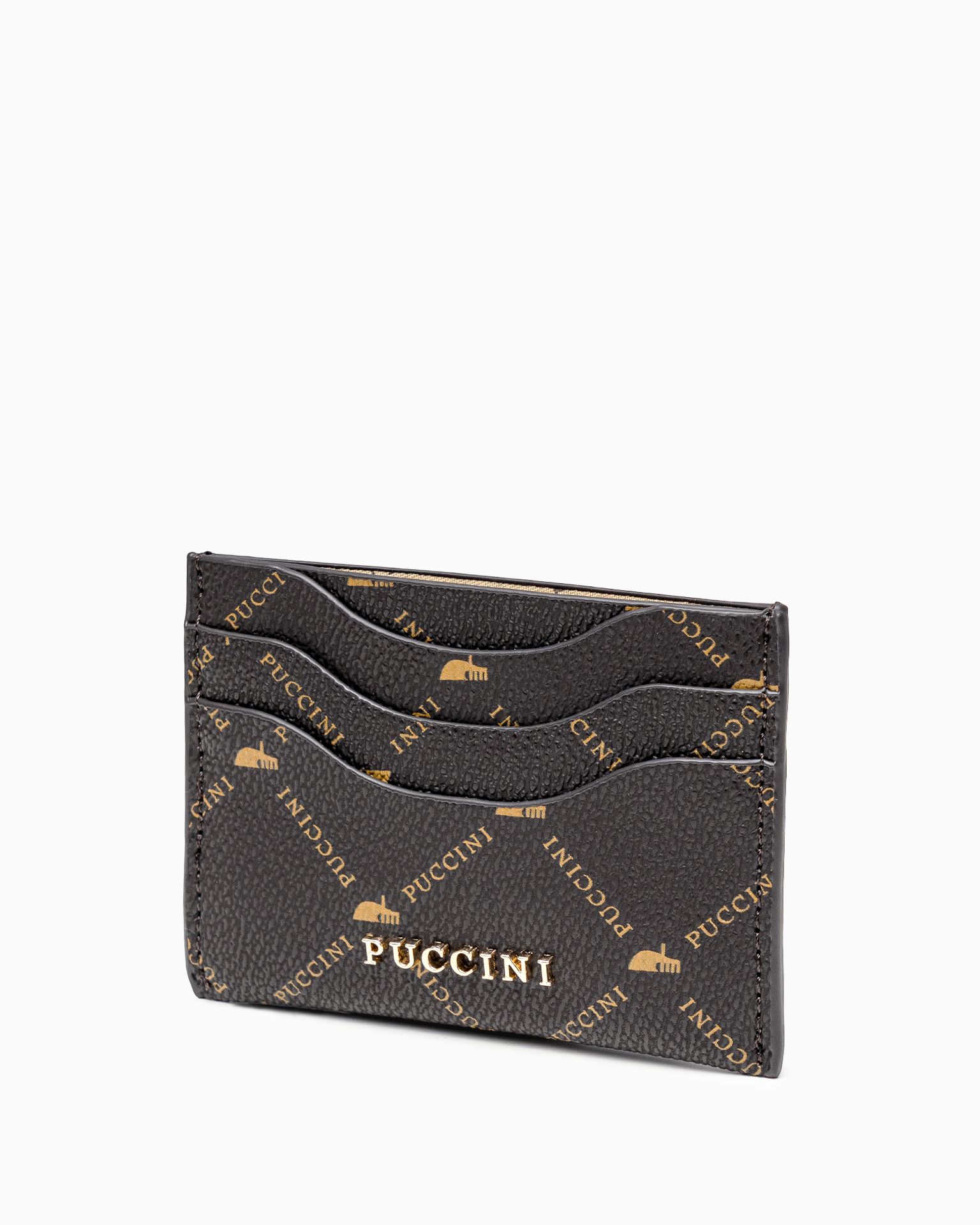 Etui na karty monogram brązowy