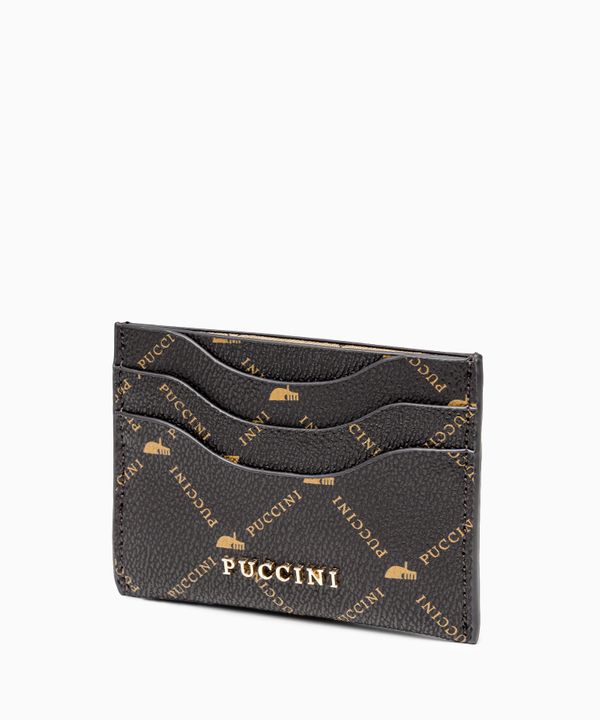 Etui na karty monogram brązowy