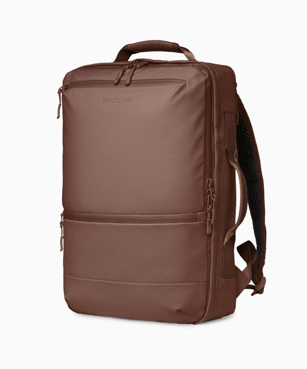 Plecak podróżny z kieszenią RFID brązowy