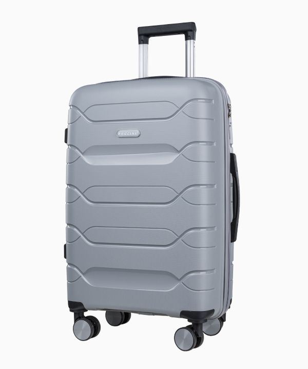 Średnia walizka z polipropylenu szara