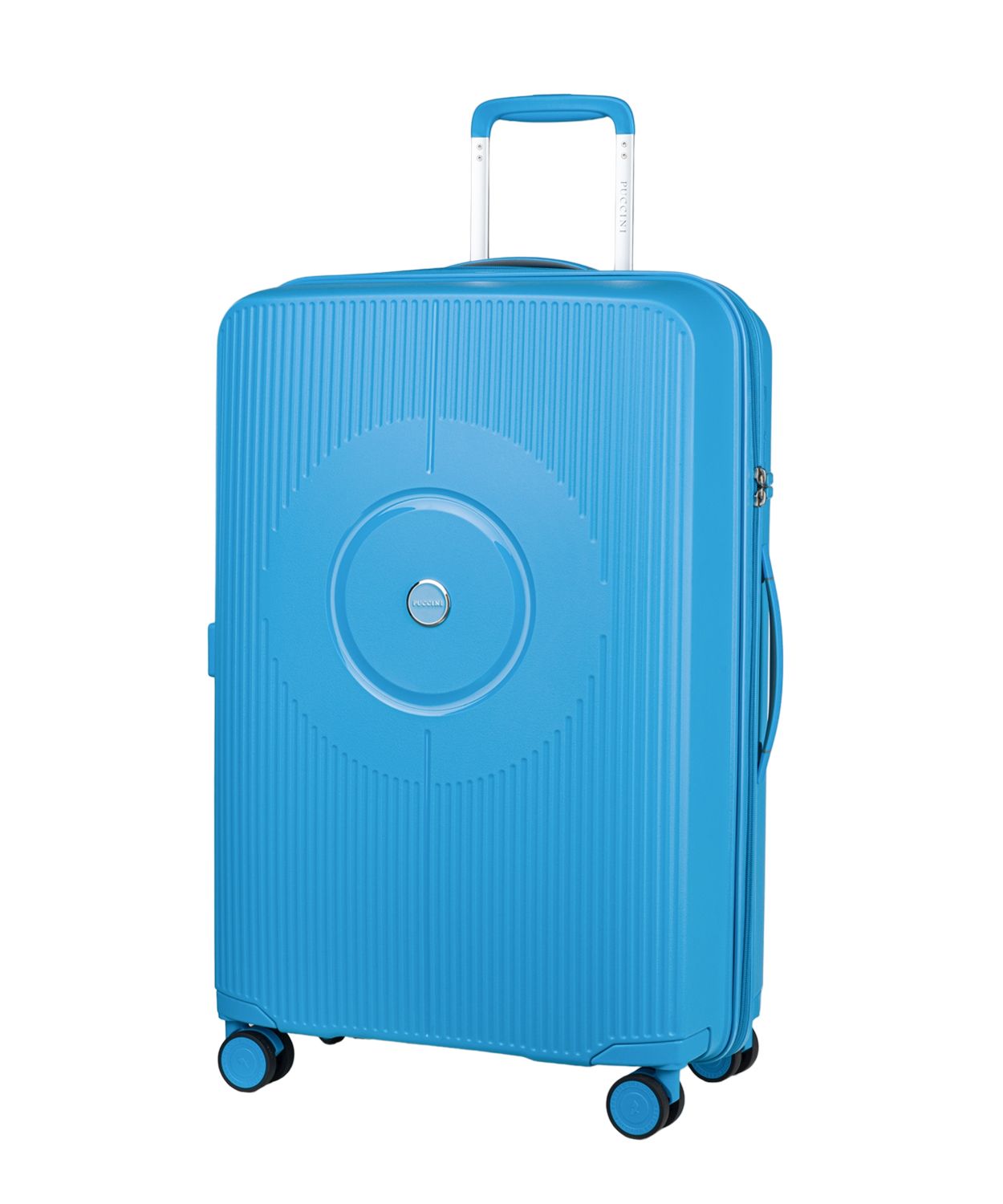 Średnia niebieska walizka z polipropylenu z zamkiem szyfrowym TSA