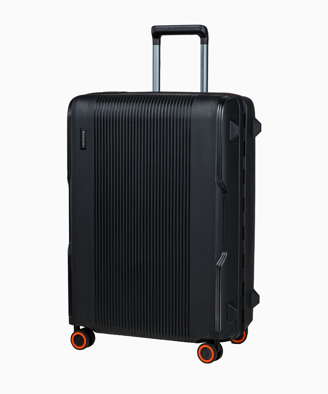 Średnia czarna walizka zamykana na klamry - Sklep Puccini