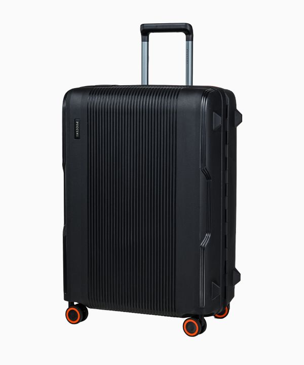 Średnia czarna walizka zamykana na klamry