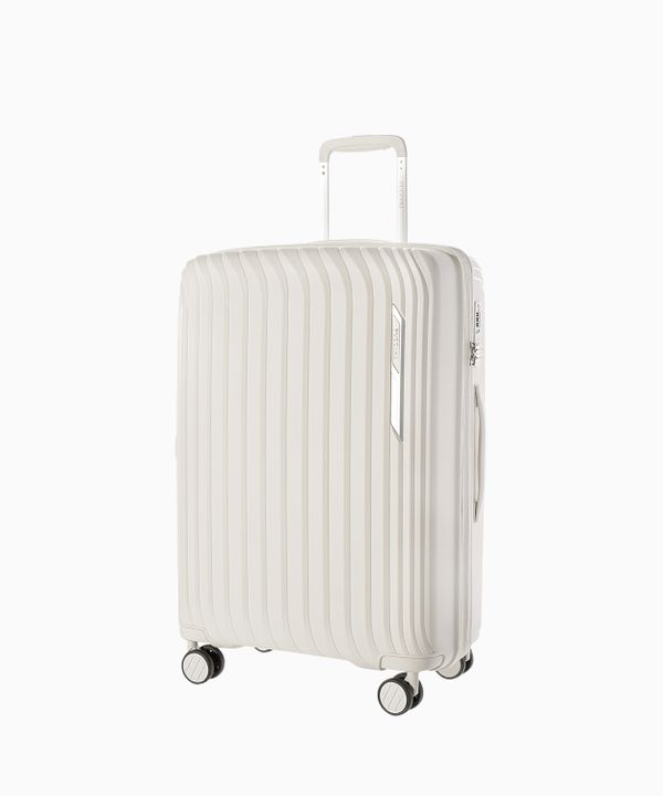 Średnia walizka z polipropylenu ze żłobieniami biała
