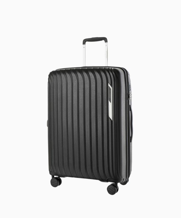 Średnia walizka z polipropylenu ze żłobieniami czarna